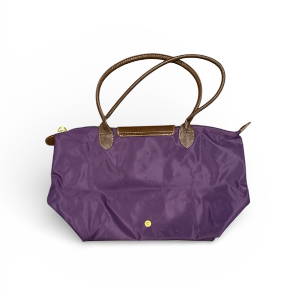 Long champ Chic Purple Tote Bag with Brown Accents - Picture 5 of 8